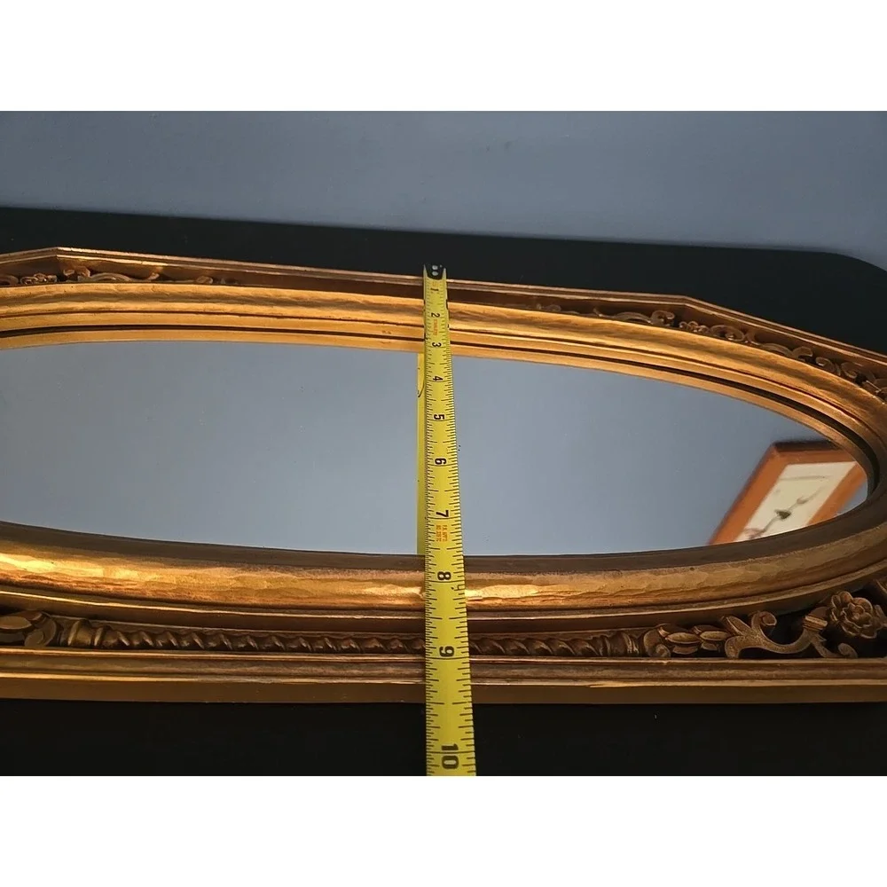 Vtg MCM Hollywood Regency Gold Octagon Wall Mirror Syroco Long Skinny Ornate '64